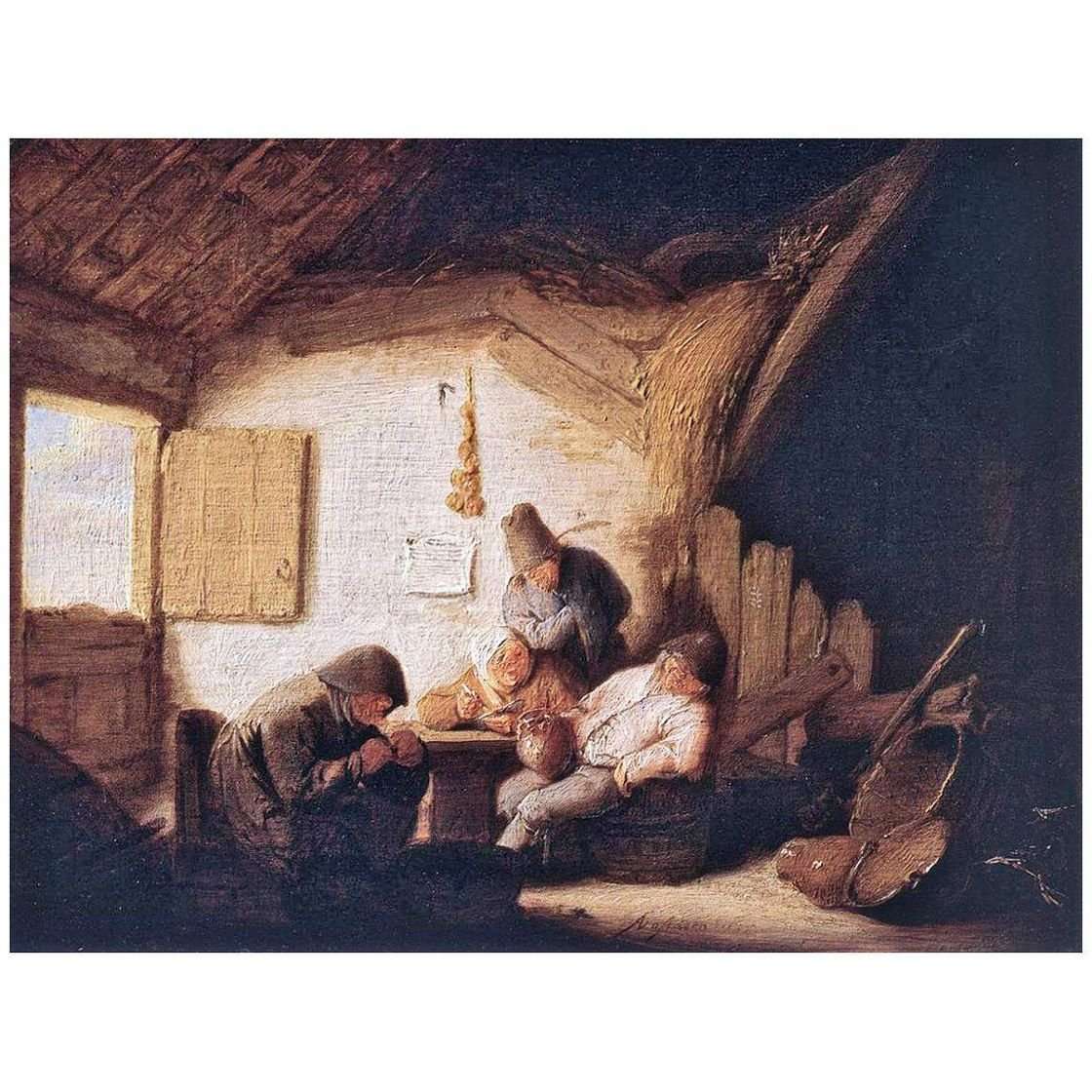   Adriaen van Ostade. Village Tavern with Four Figures. 1635. Residenzgalerie Salzburg