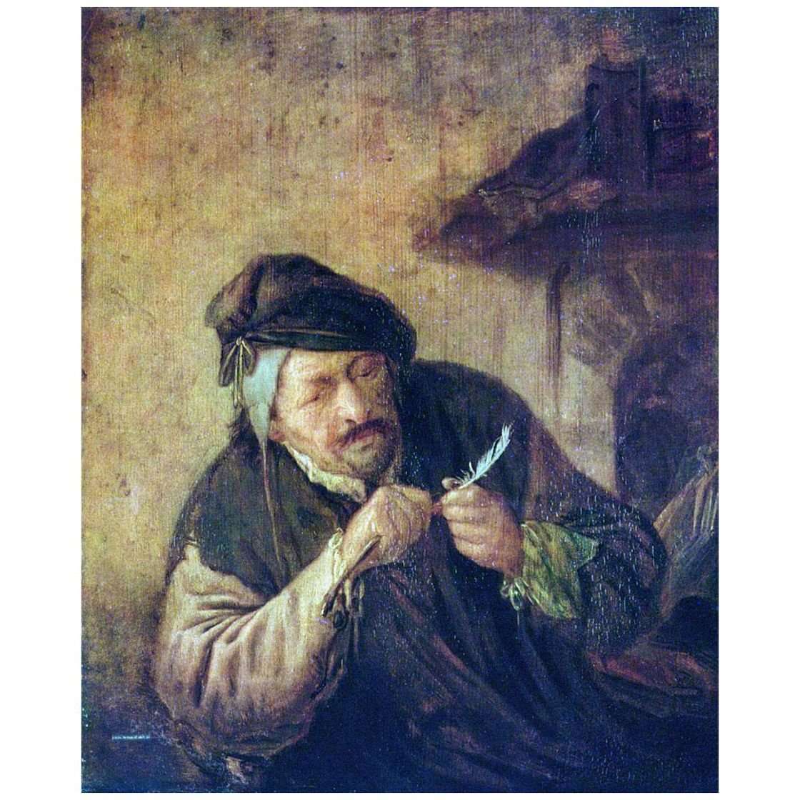   Adriaen van Ostade. Old Man Mending His Pen. 1660-1670. Museum of Fine Art Budapest