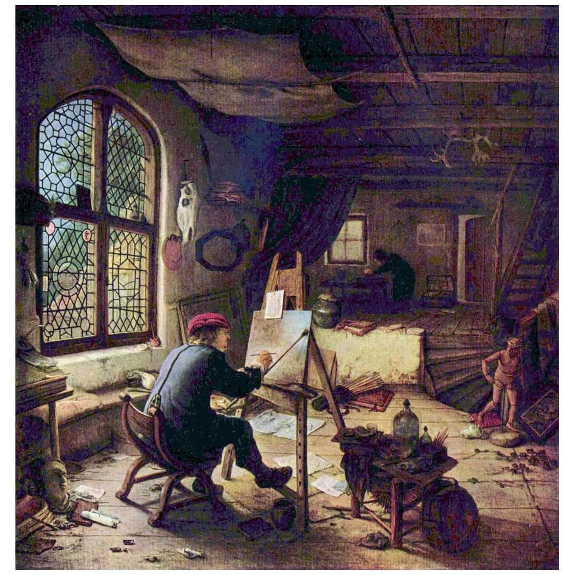   Adriaen van Ostade. Self-Portrait in Studio. 1663. Alte Meister Galerie Dresden