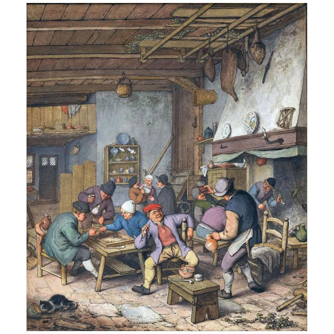   Adriaen van Ostade. Room in an Inn. 1678. Albertina Wien