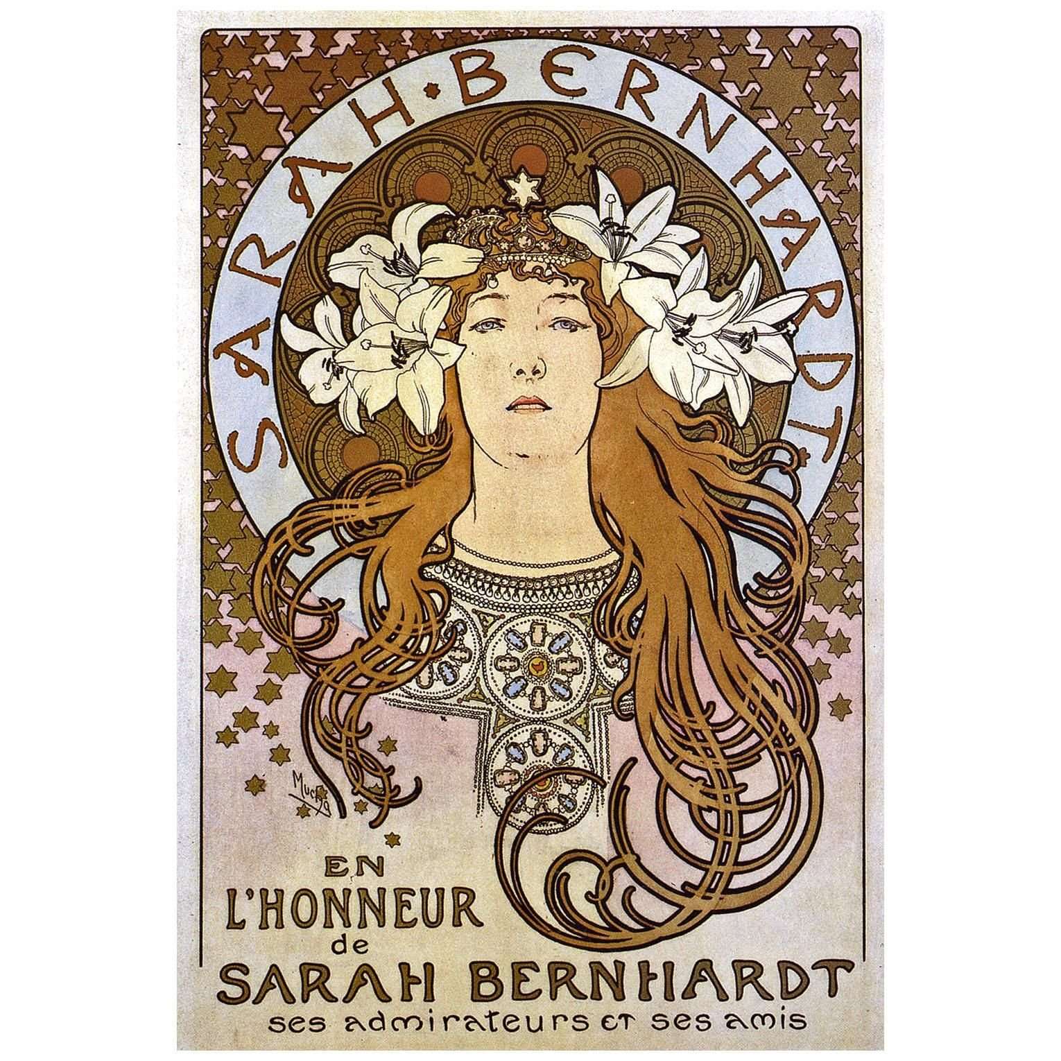  Alfons Mucha. Sarah Bernard. 1896. Color lithograph