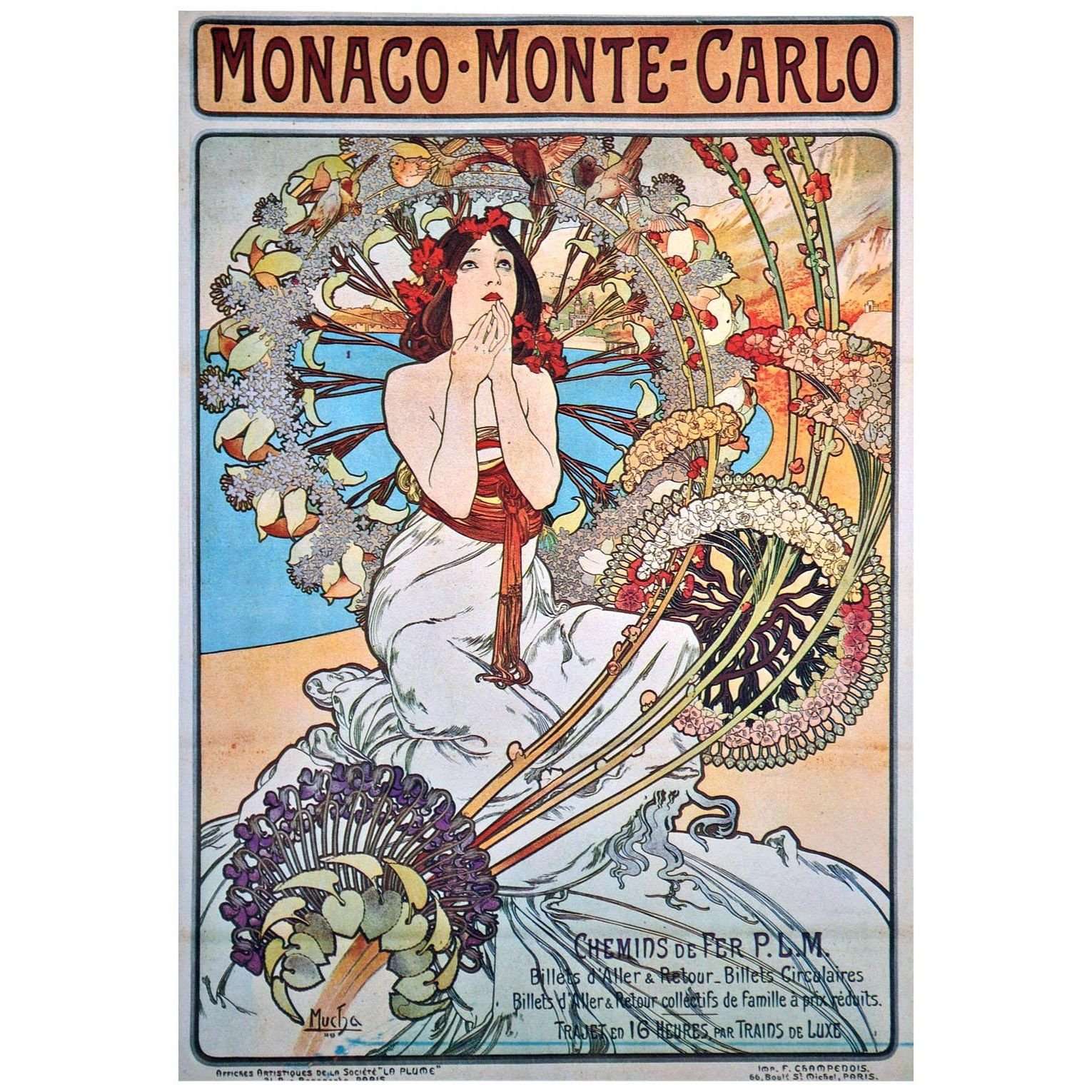  Alfons Mucha. Monaco Monte-Carlo. 1896. Color lithograph