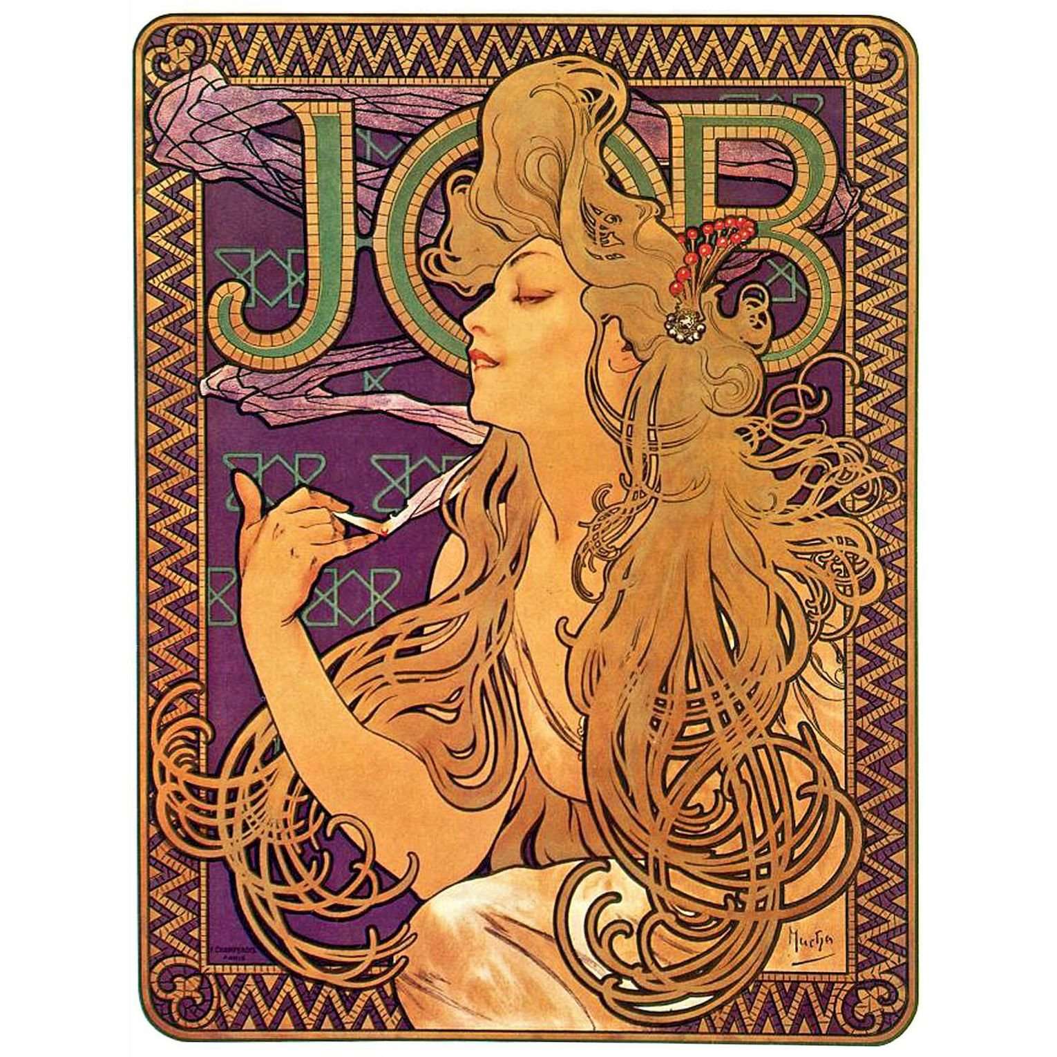  Alfons Mucha. Job igarettes. 1899. Color lithograph