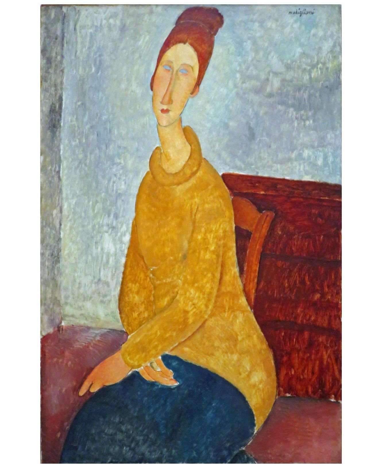  Amedeo Modigliani. Jeanne H?buterne en pull jaune. 1918. Guggenheim NY