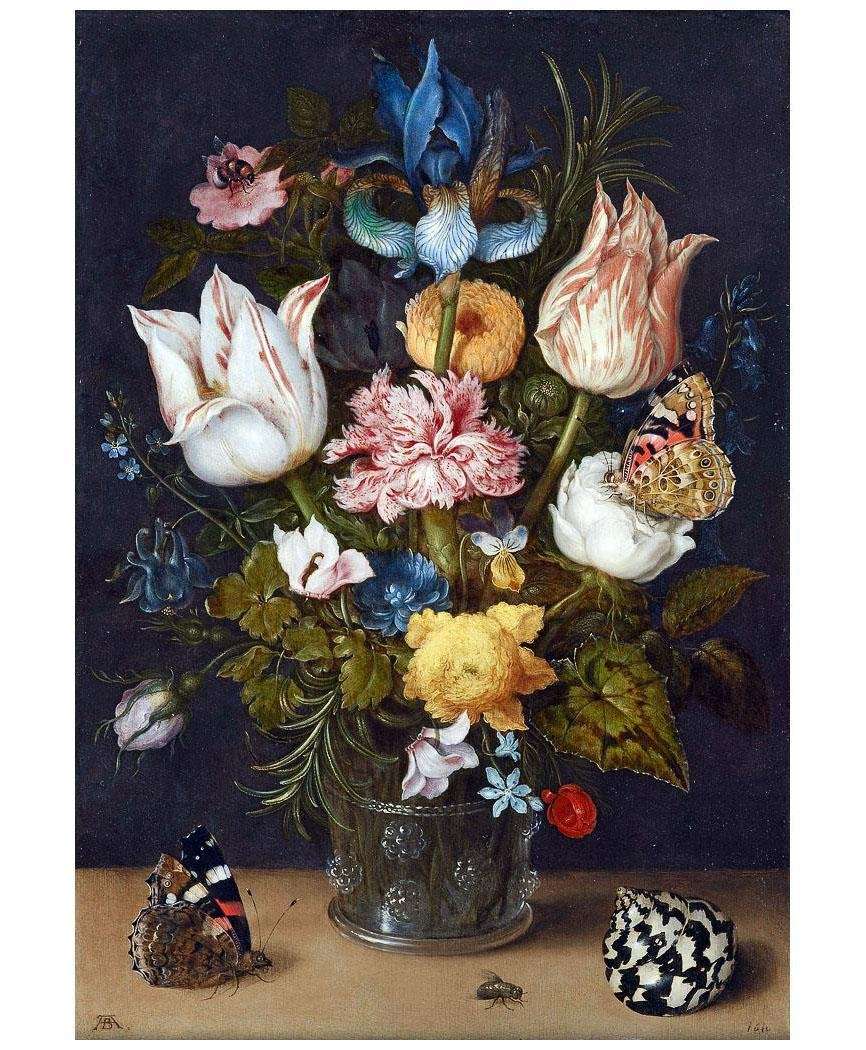  Ambrosius Bosshaert de Oude. Boeket van bloemen in een glazen vaas. 1612. Bijbels Museum, Amsterdam
