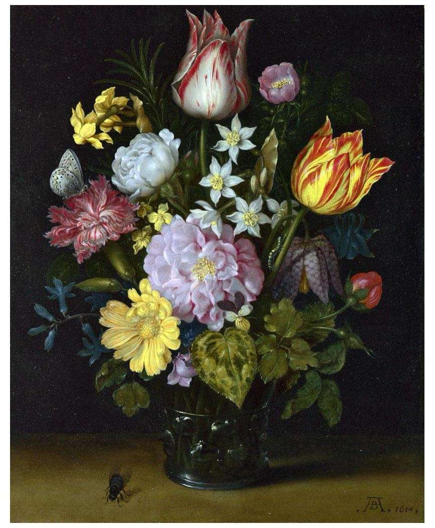  Ambrosius Bosshaert de Oude. Bloemen in een glazen vaas. 1614. National Gallery, London