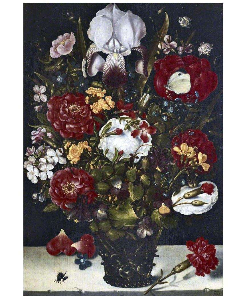 Ambrosius Bosshaert de Oude. Stilleven van bloemen in een vaas. 1610s. National Trust Collection, UK