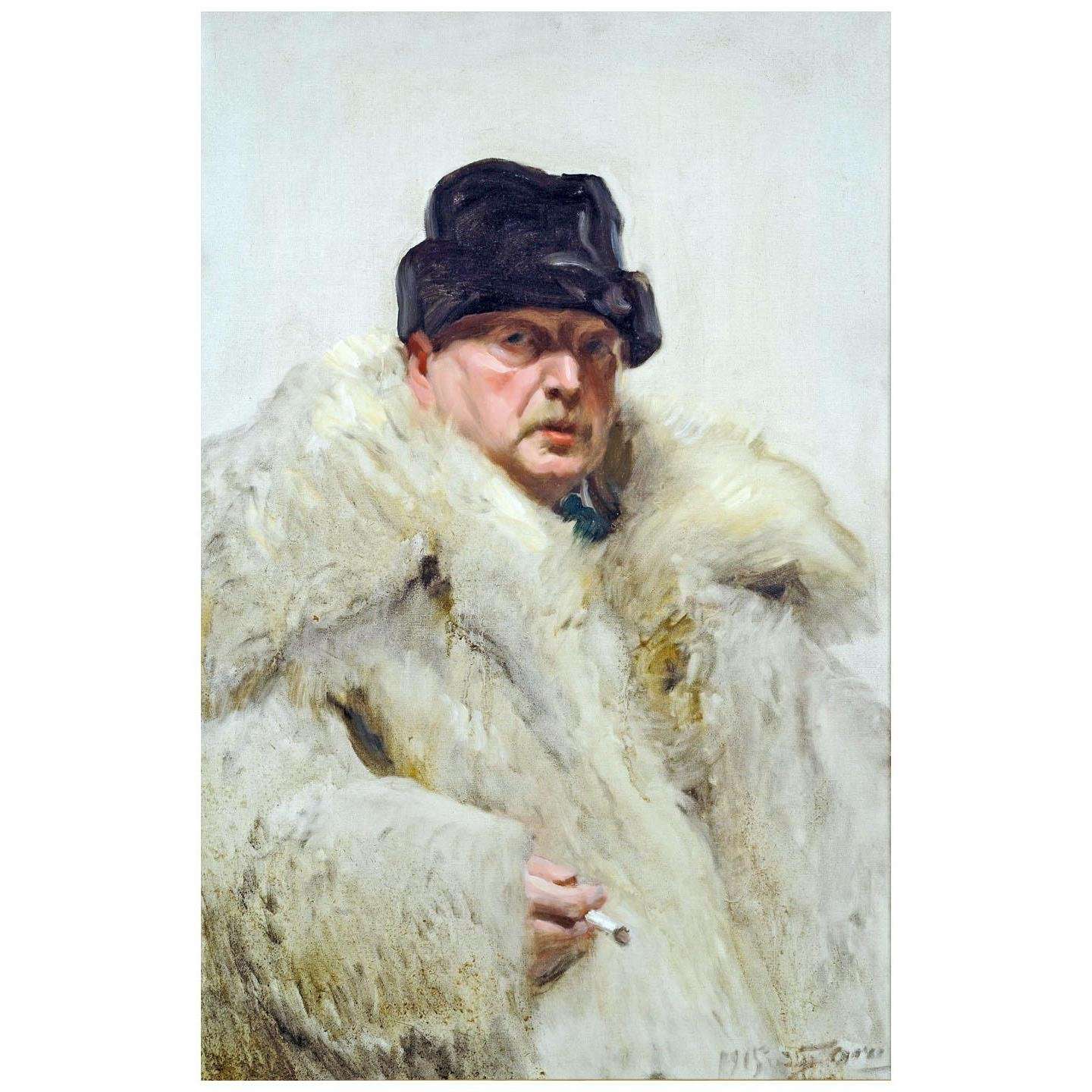  Anders Zorn. Self-portrait in a Wolfskin. 1915. Zornmuseet Mora