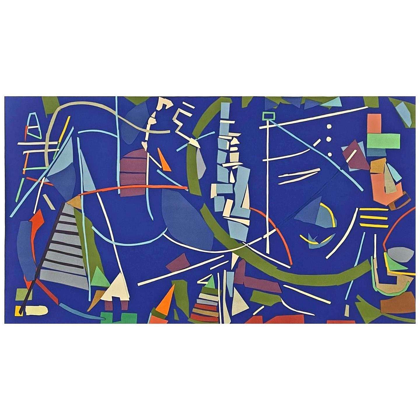  Andre Lanskoy. Composition sur fond bleu. 1968