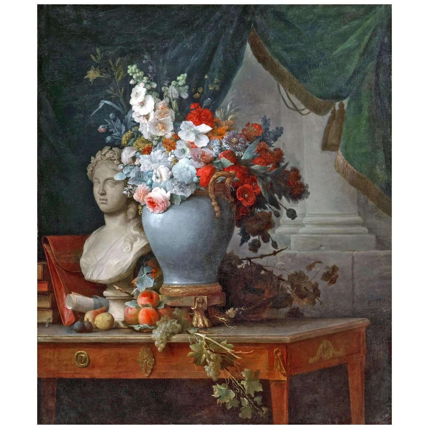  -Anne Vallayer-Coster. Vase de Fleurs avec un Buste de Flore. 1774. Private collection