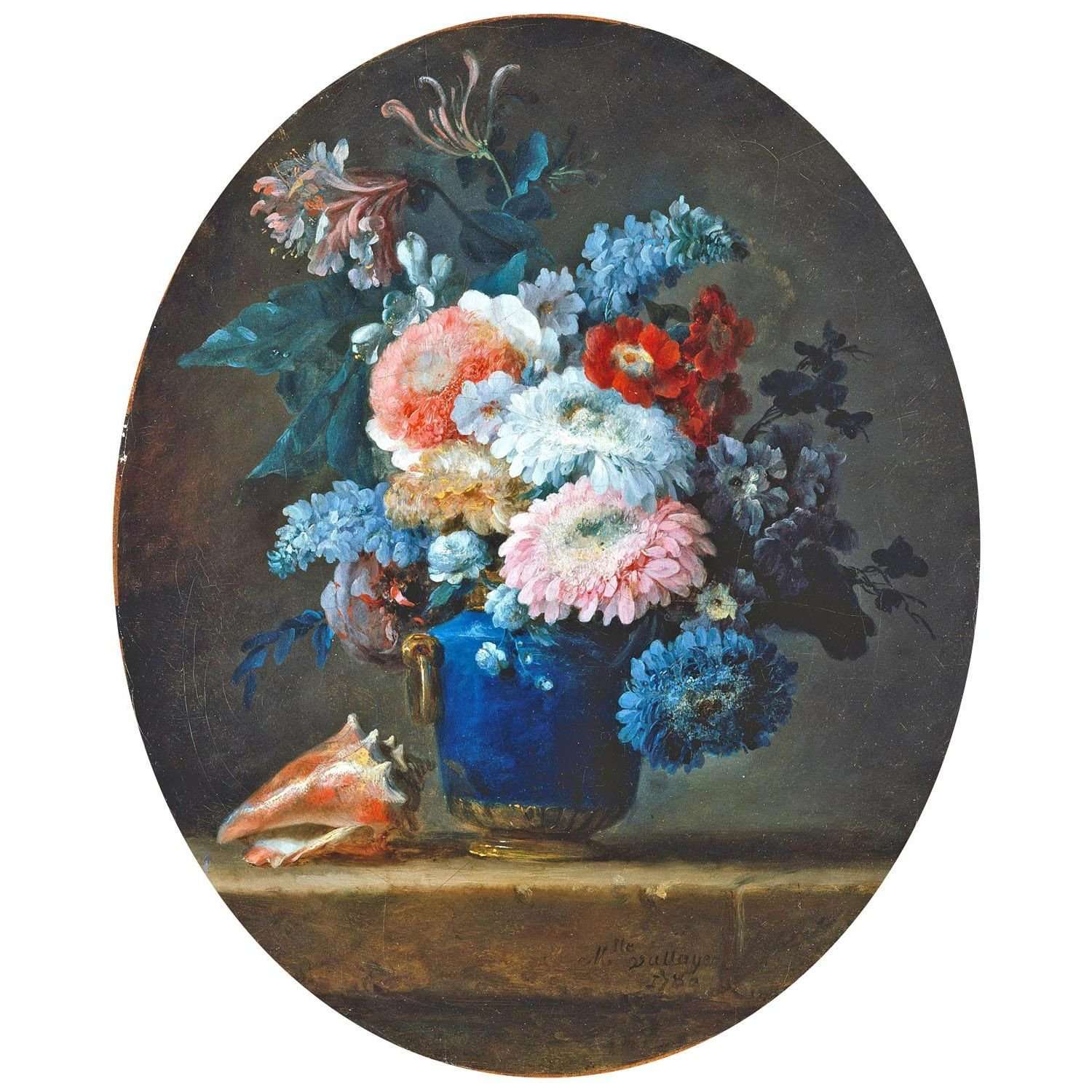  -Anne Vallayer-Coster. Vase de Fleurs et Coquille de Conque. 1780. Metropolitan Museum NY