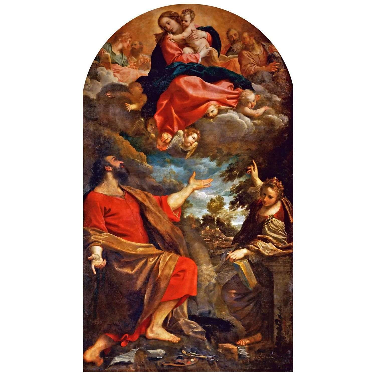  Annibale Carracci. Vergine appare ai Santi Luca e Caterina. 1592. Musee du Louvre