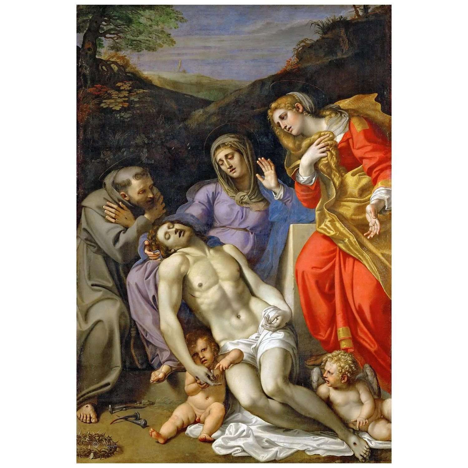  Annibale Carracci. Pieta con San Francesco e Maria Maddalena. 1602.Musee du Louvre