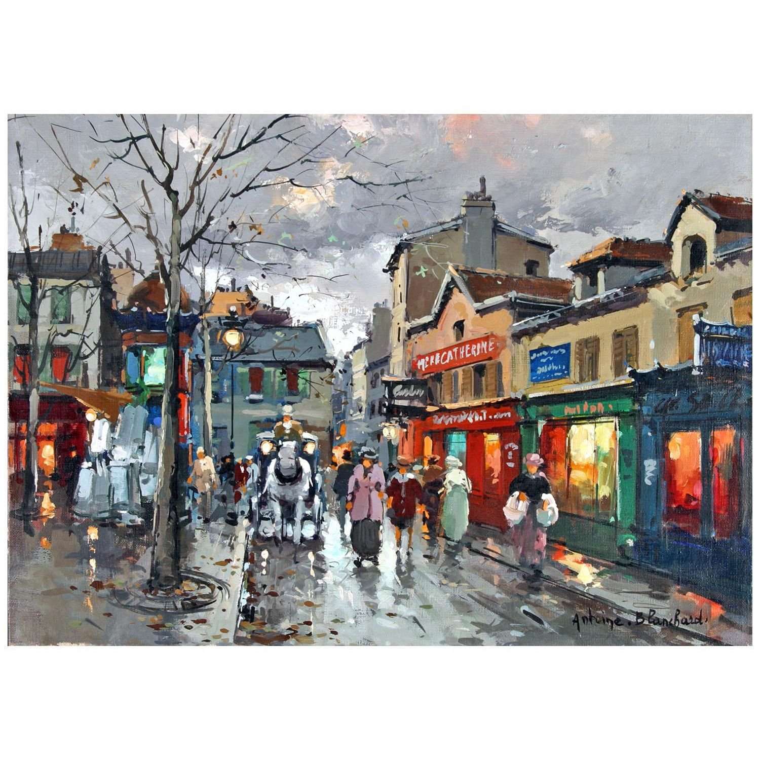  Antoine Blanchard. Rue Norvins. Place du Theater Montmartre.1950