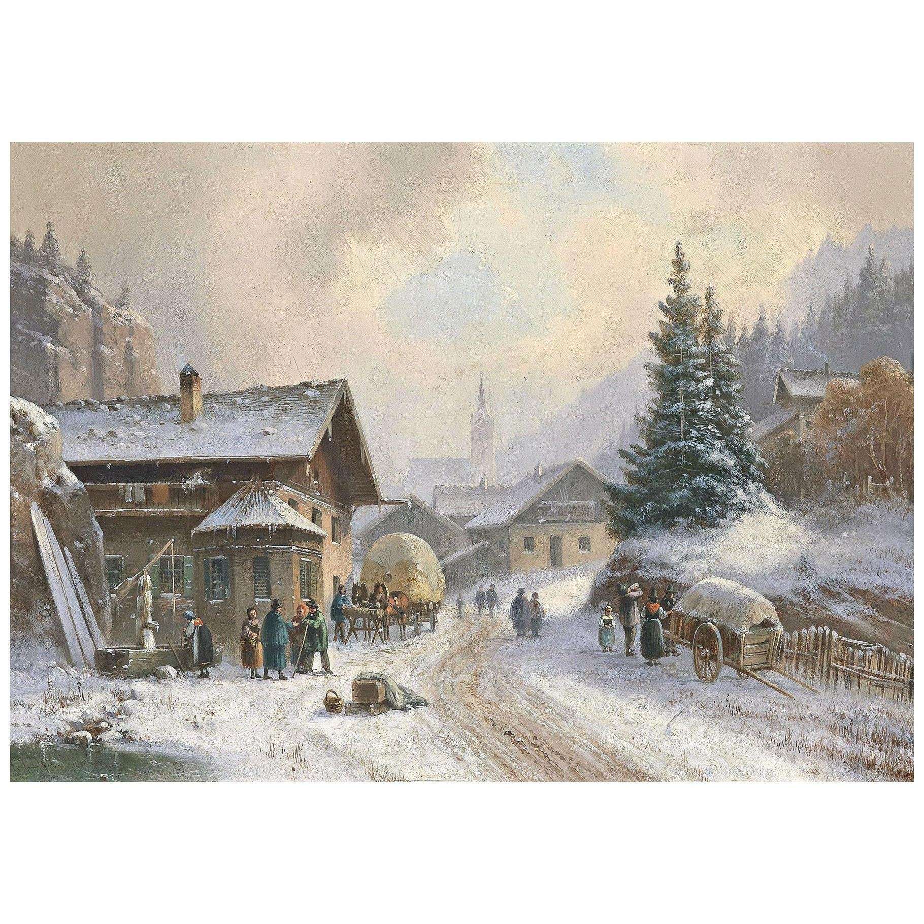  Anton Doll. Dorfstrasse im Winter