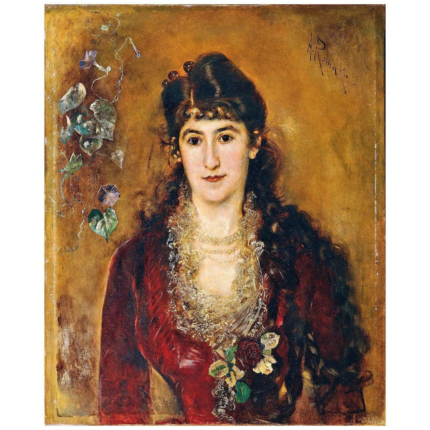  Anton Romalo. Dame im roten Kleid. 1889. Galerie Belvedere Wien