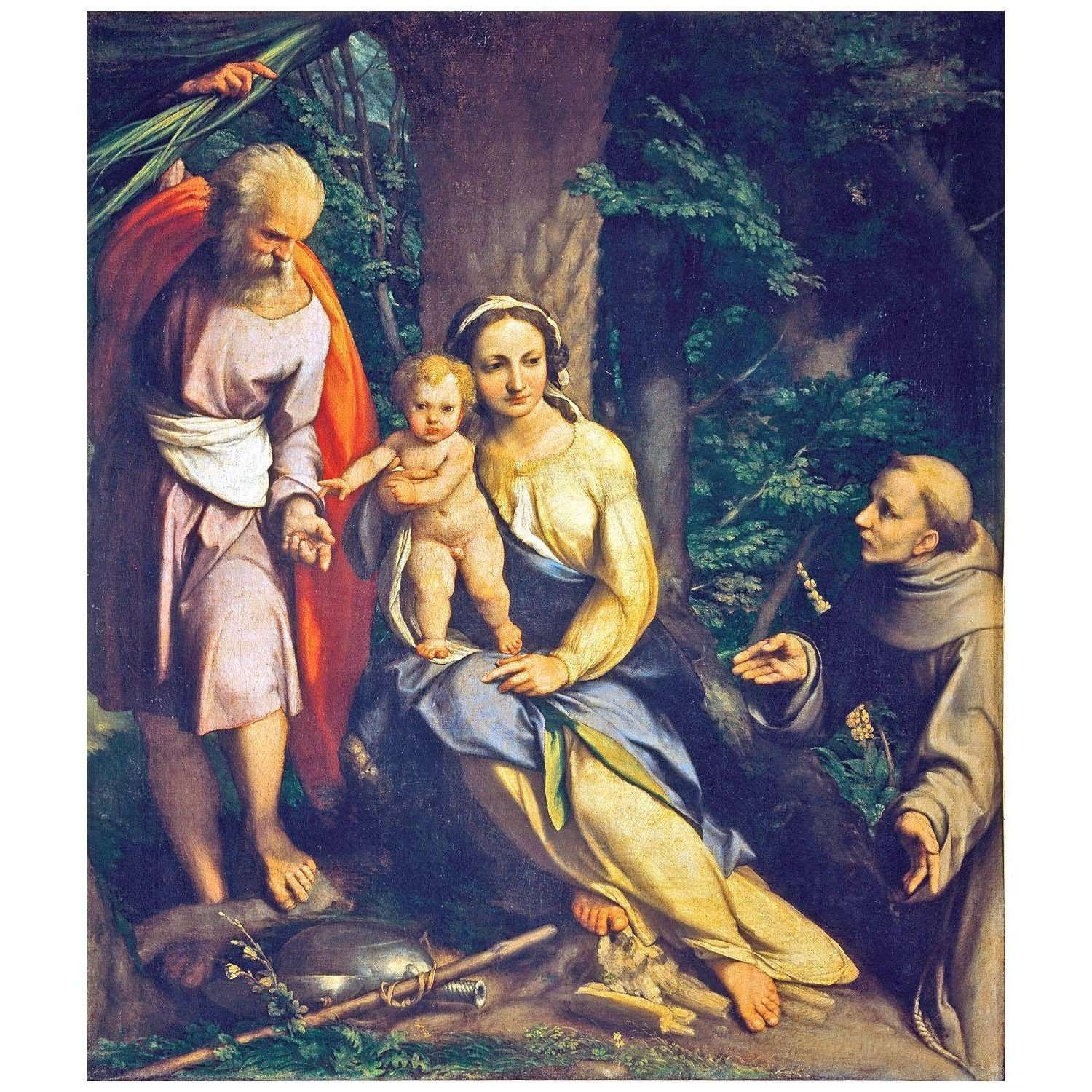    Correggio. Il Riposo in Egitto con San Francesco. 1520. Galleria degli Uffizi