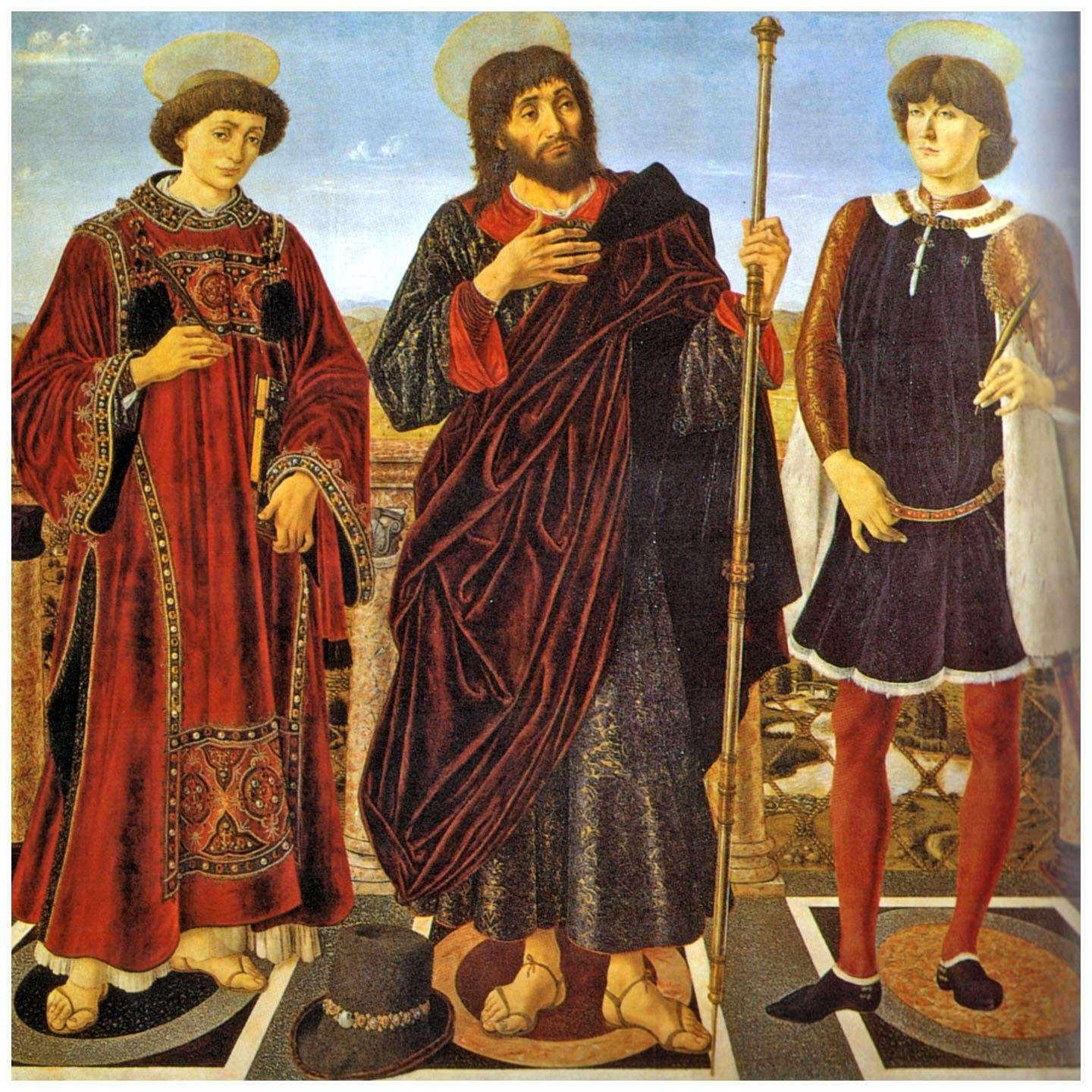  Antonio del Pollaiolo. Pala con tre Santi. 1466. Galleria degli Uffizi Firenze