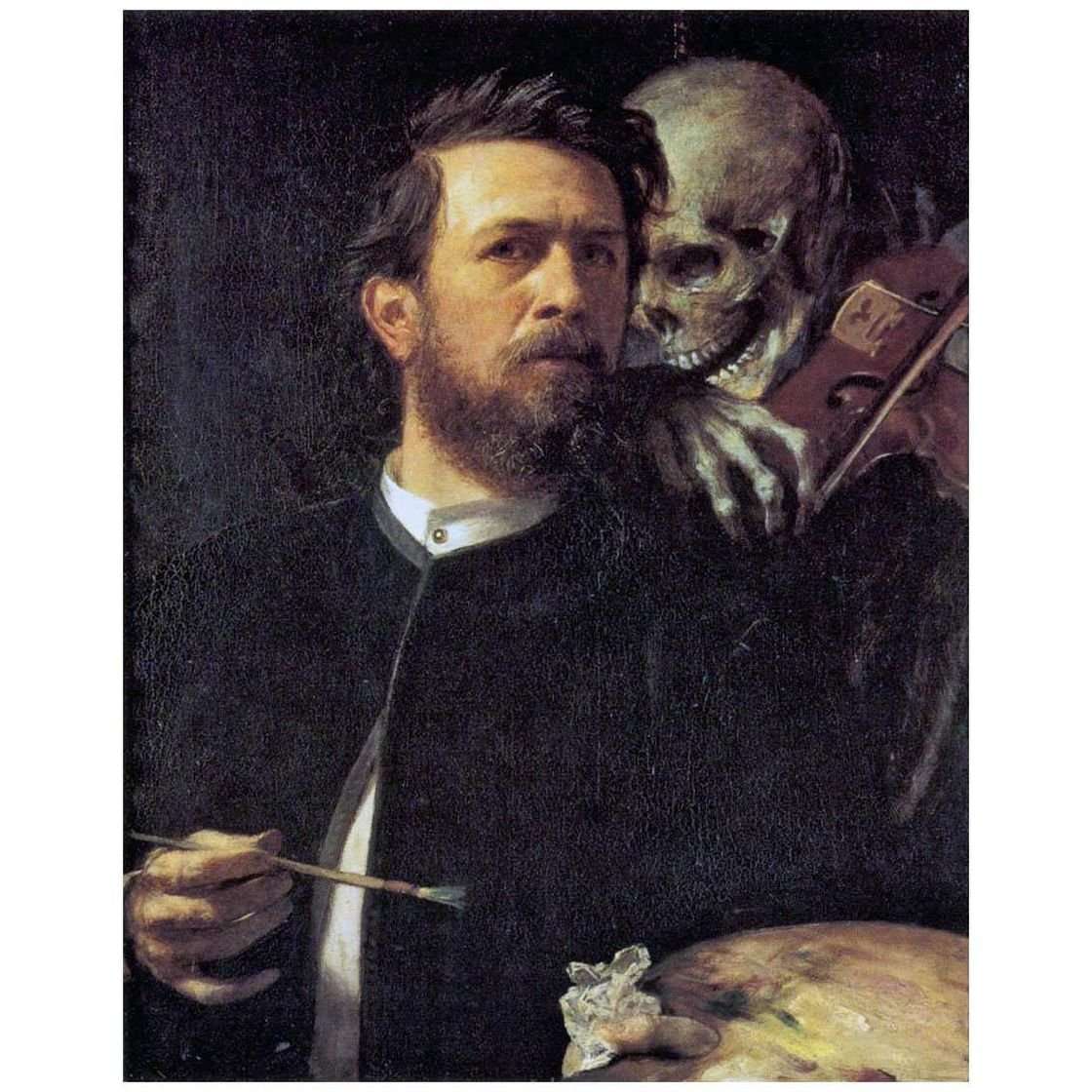  Arnold B?klin. Self-Portrait with Death as a Fiddler. 1874. Gemaldegallerie Berlin
