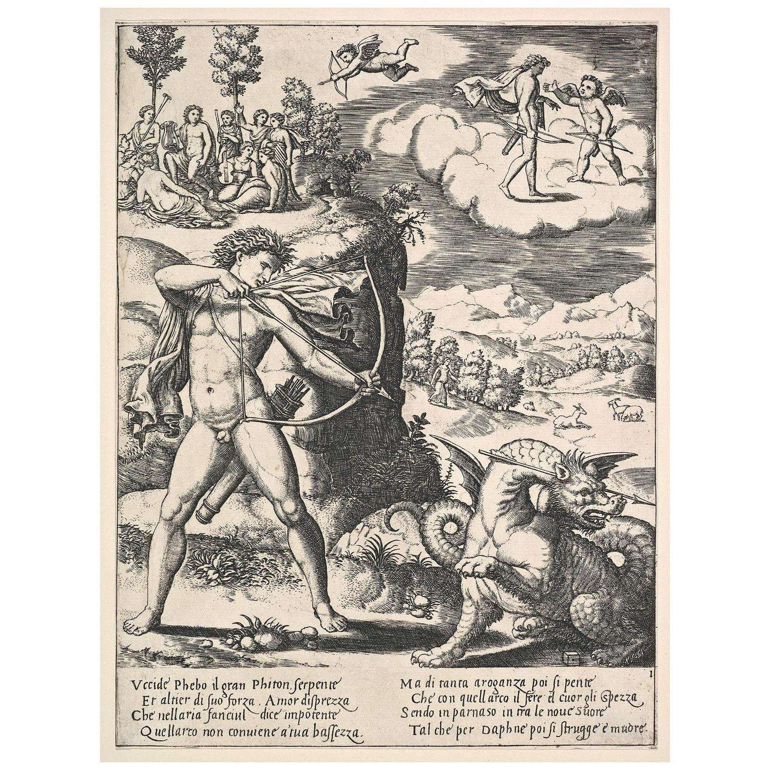  Baldassare Peruzzi. Apollo spara a pitone. 1530-1536. Metropolitan Museum New York
