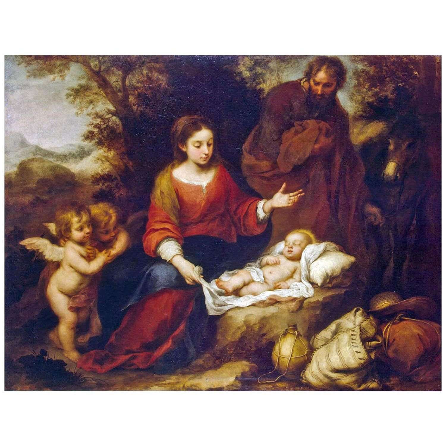   Bartolome Esteban Murillo. Descanso en la huida a Egipto. 1665. Hermitage Museum