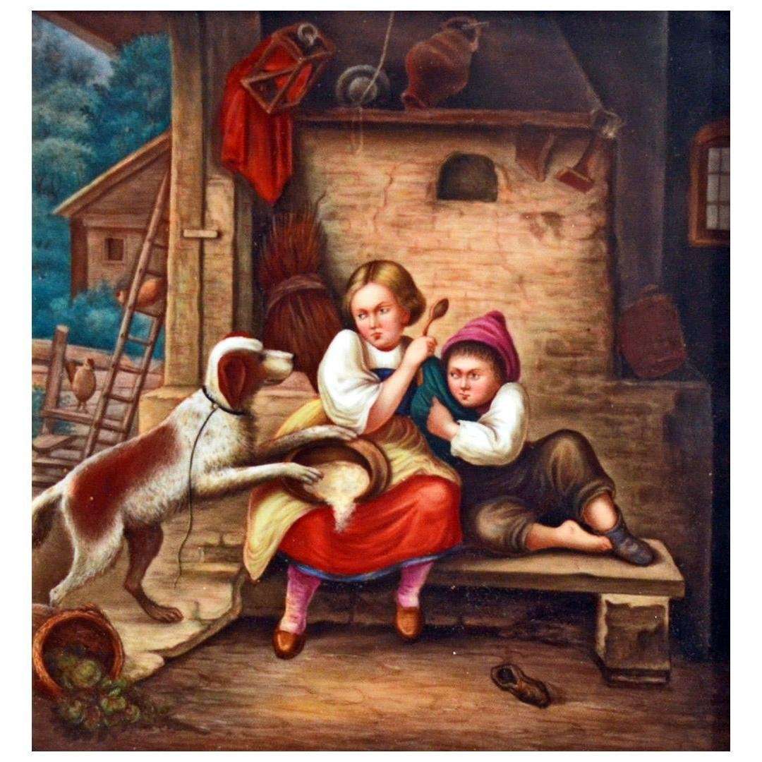  Benjamin Vautier. Invit? non invit?, peinture en porcelaine. 1850