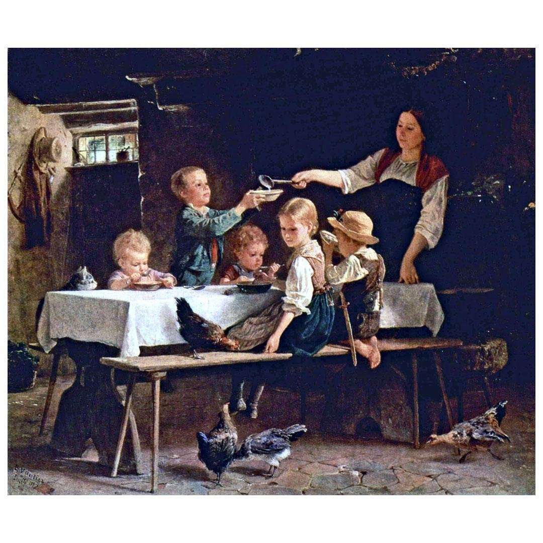  Benjamin Vautier. Enfants au repas de midi. 1857