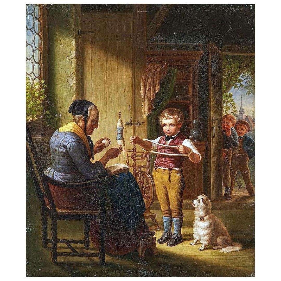  Benjamin Vautier. Faire une pelote. 1865