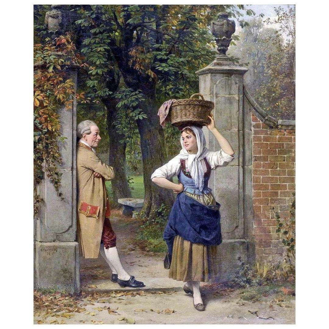  Benjamin Vautier. Gentilhomme galant avec une paysanne. 1874