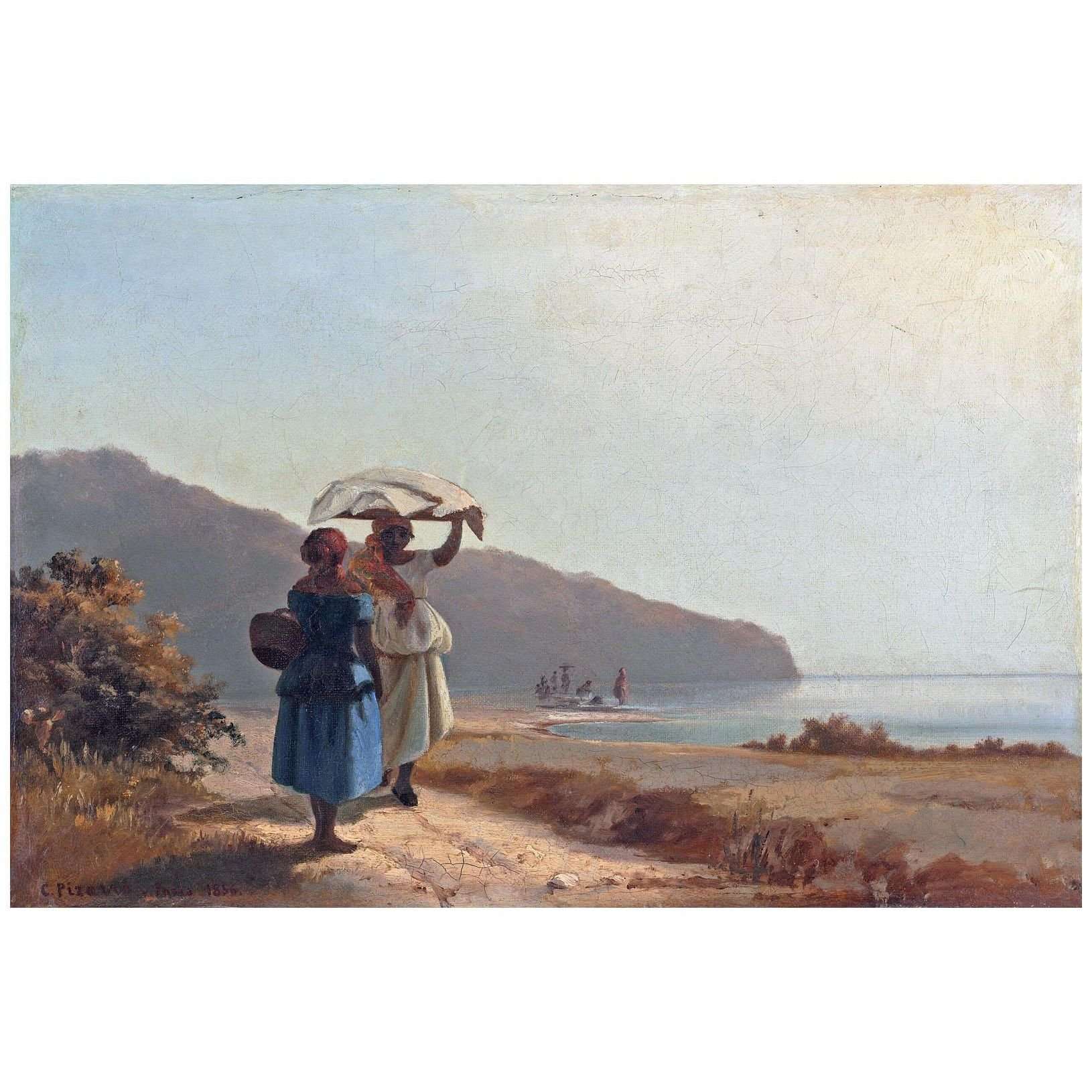  Camille Pissarro. Deux femmes causant au bord de la mer. 1856. NGA Washington