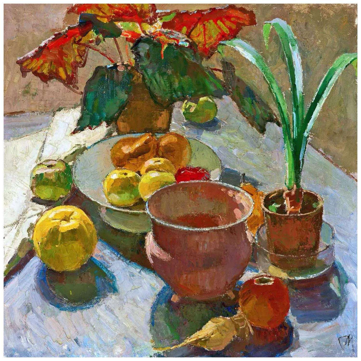  Carl Moll. Blumentopf und ?pfel. 1930. Privatsammlung