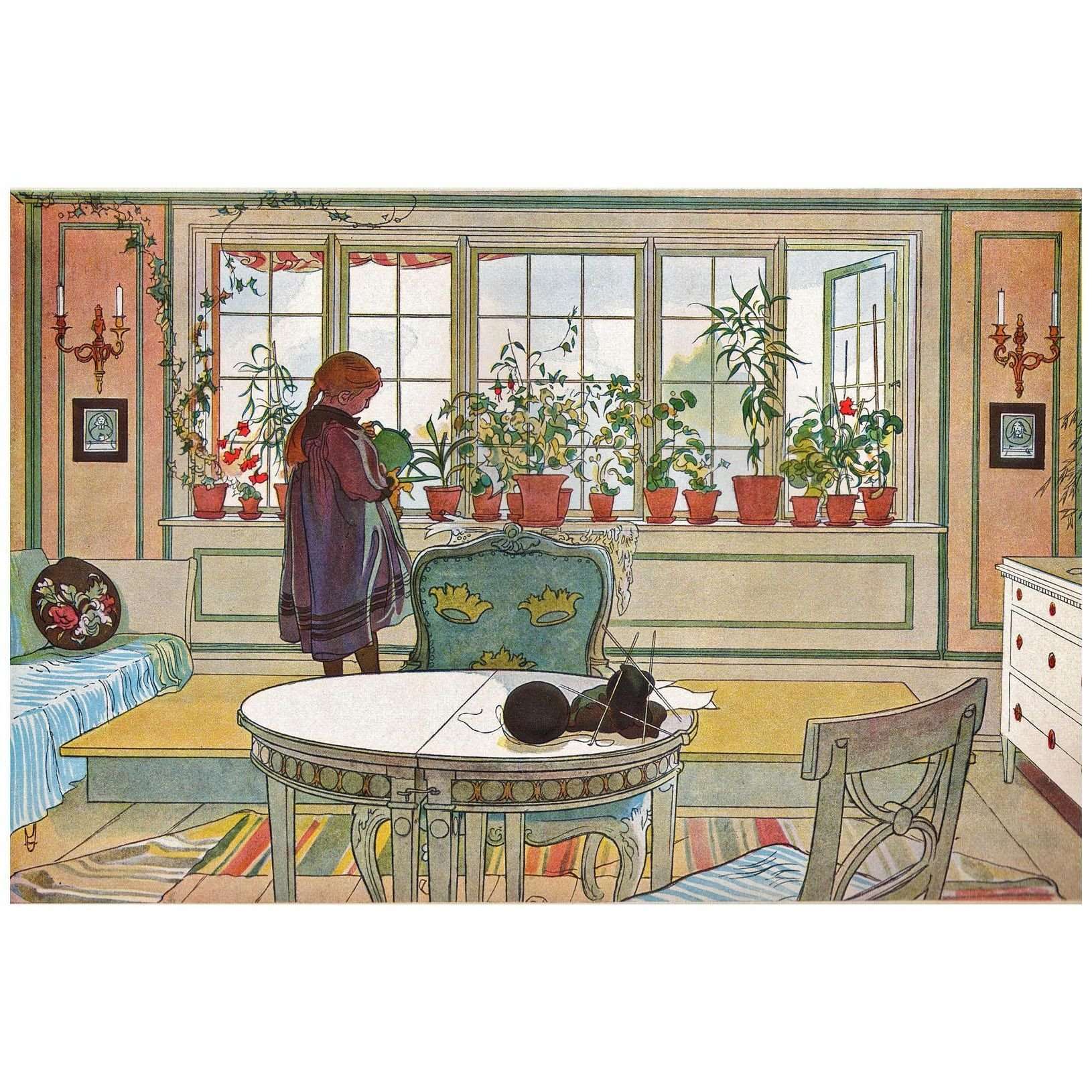   Carl Larsson. Flowers on the Window. From A Home Book. 1894