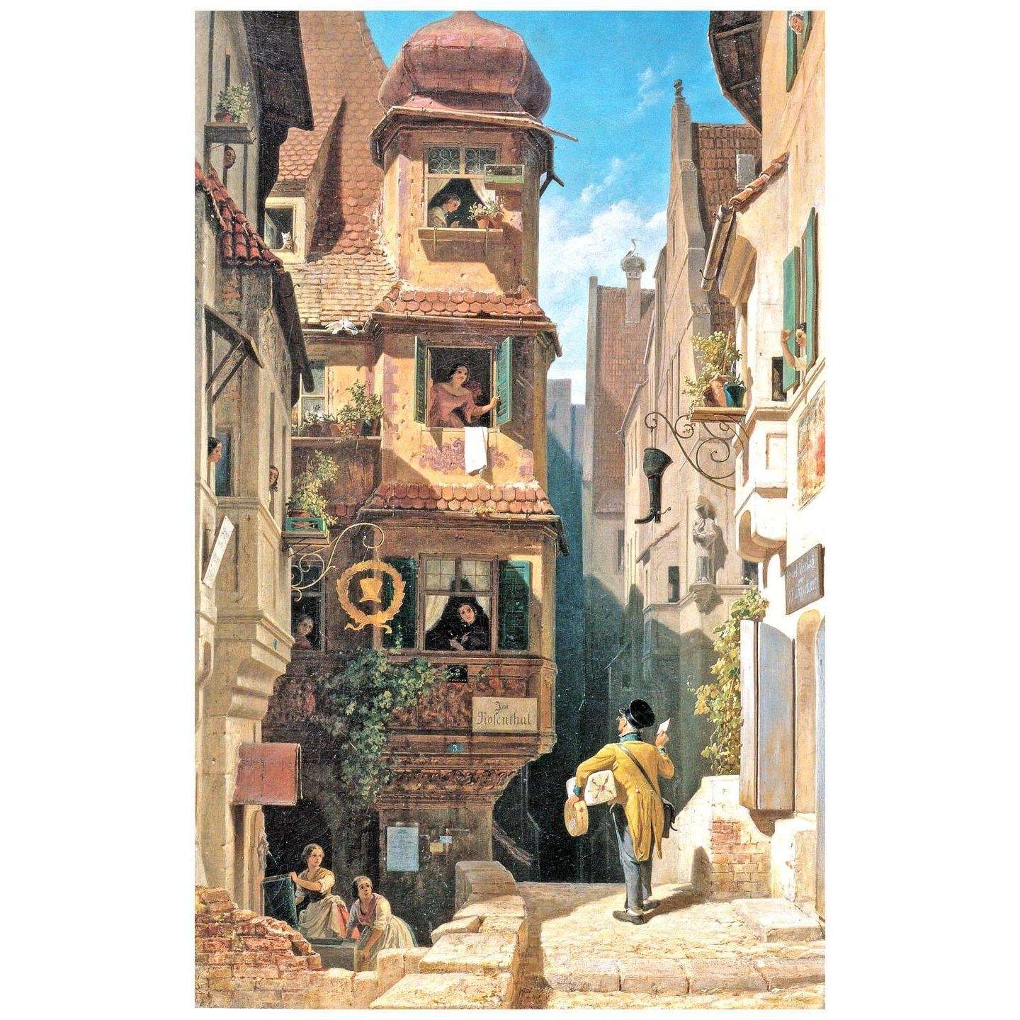  Carl Spitzweg. Der Briefbote im Rosenthal. 1858. Universitatmuseum Marburg