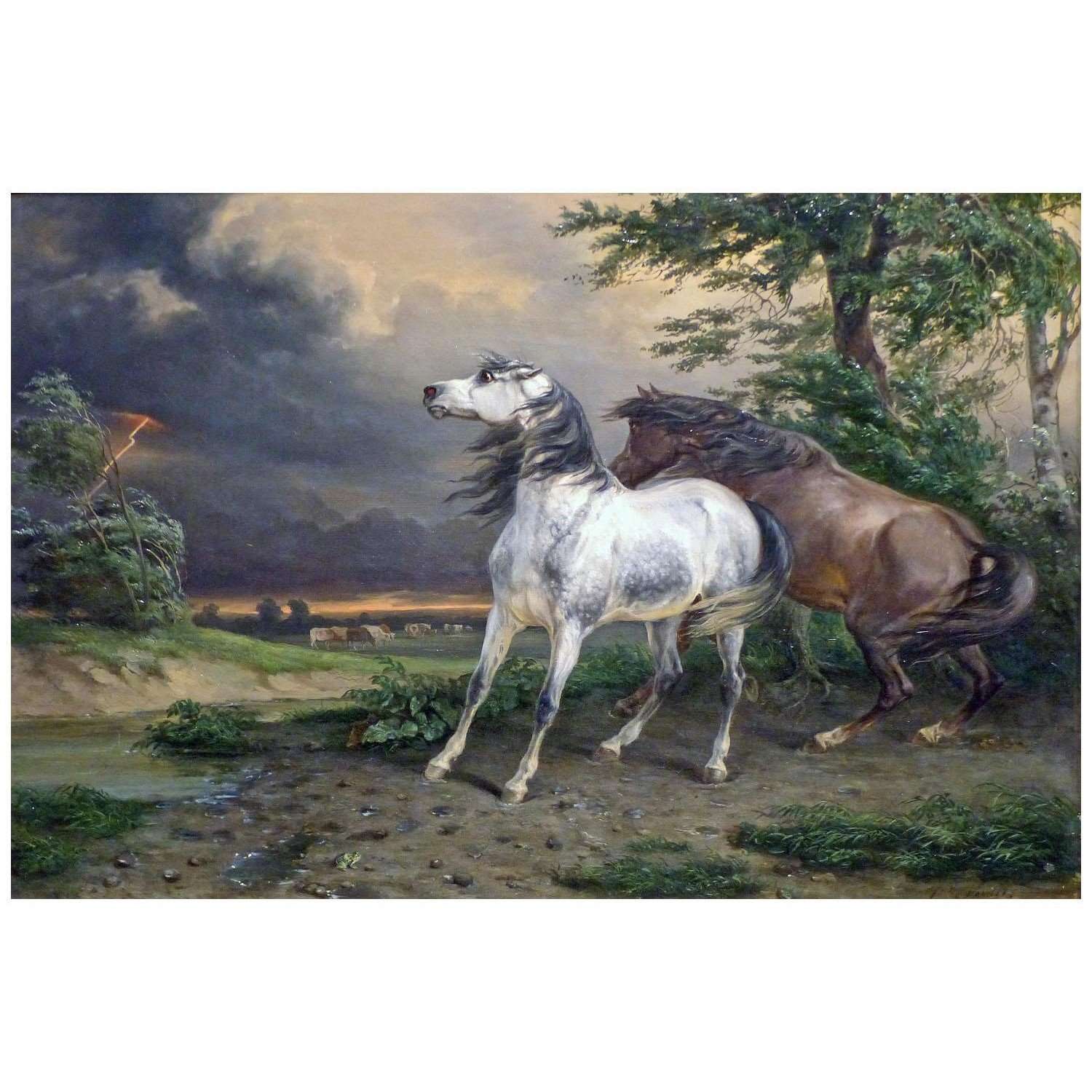  Carle Vernet. Chevaux effray?s par lorage. 1800. Musee Calvet Avignon