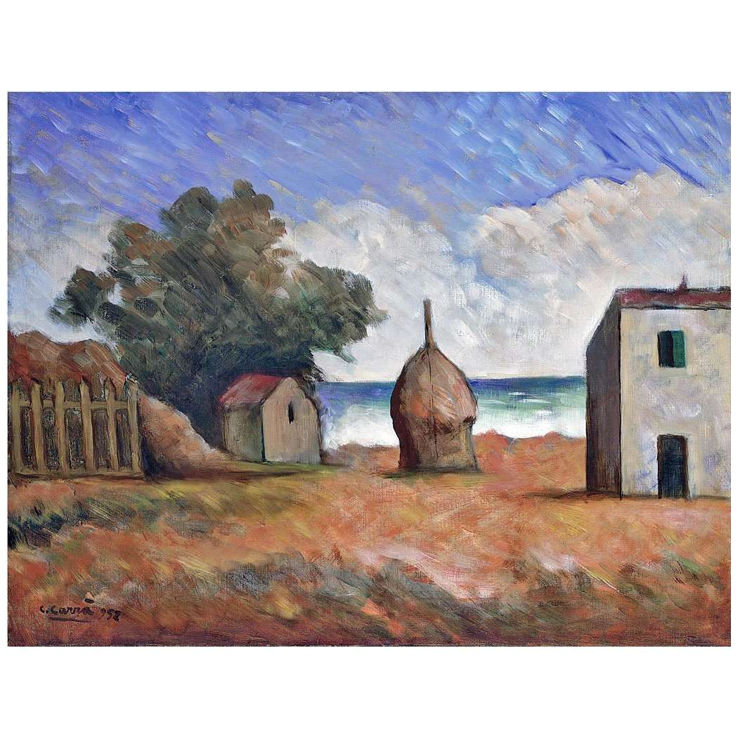  Carlo Carra. Marina con casa colonica. 1952. Collectione privata