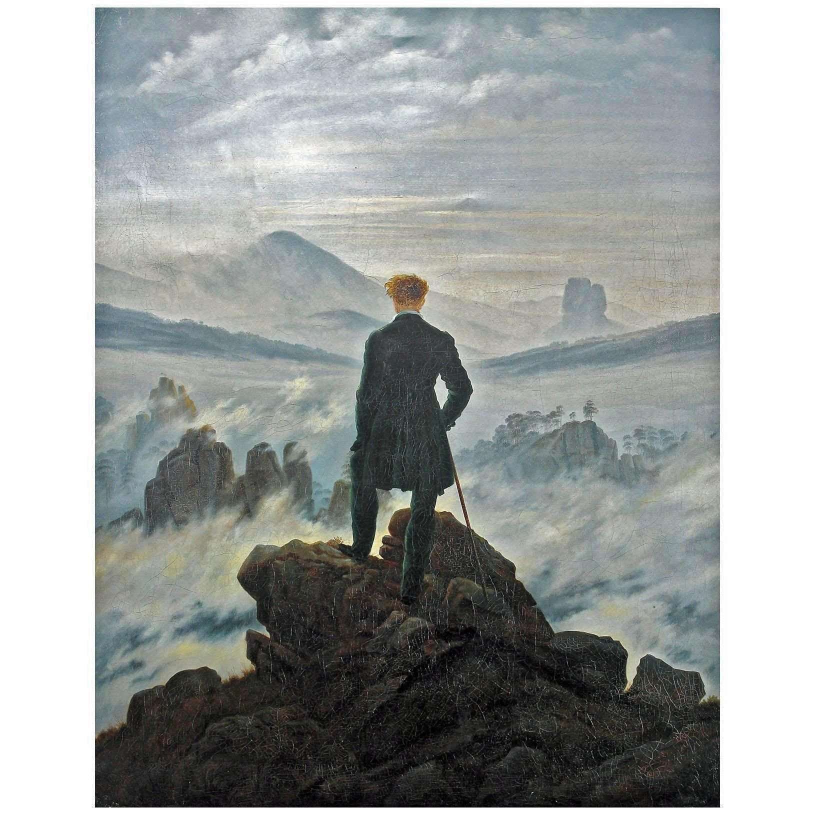   Caspar David Friedrich. Der Wanderer ?ber dem Nebelmeer. 1817. Hamburger Kunsthalle