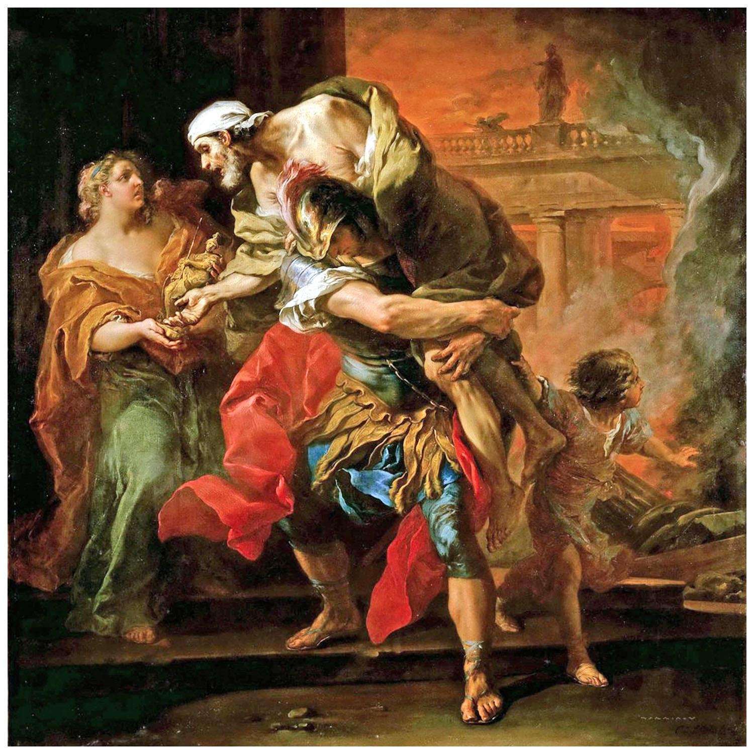 -  Carle van Loo. ?n?e portant Anchise. 1729. Musee du Louvre