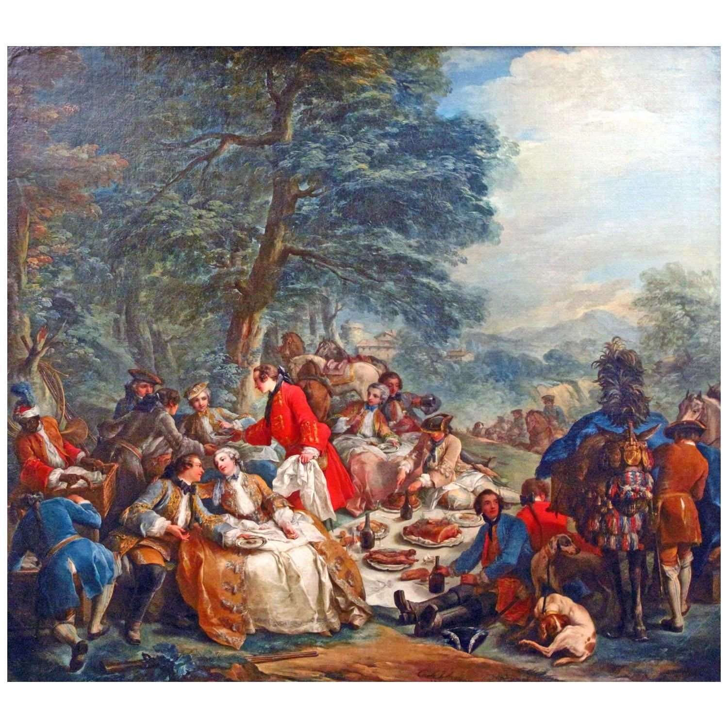 -  Carle van Loo. Halte de chasse. 1737. Musee du Louvre