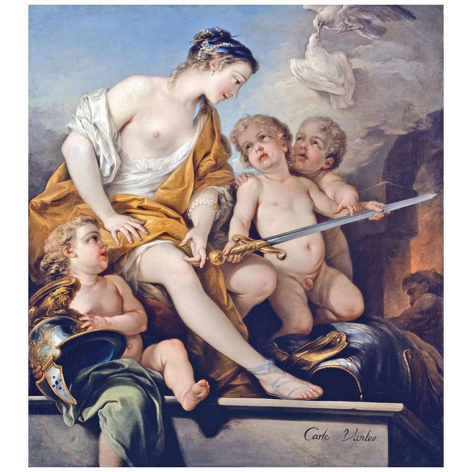 -  Carle van Loo. V?nus et Cupidon avec l'?p?e de Mars. 1743. Kunstmuseum Basel