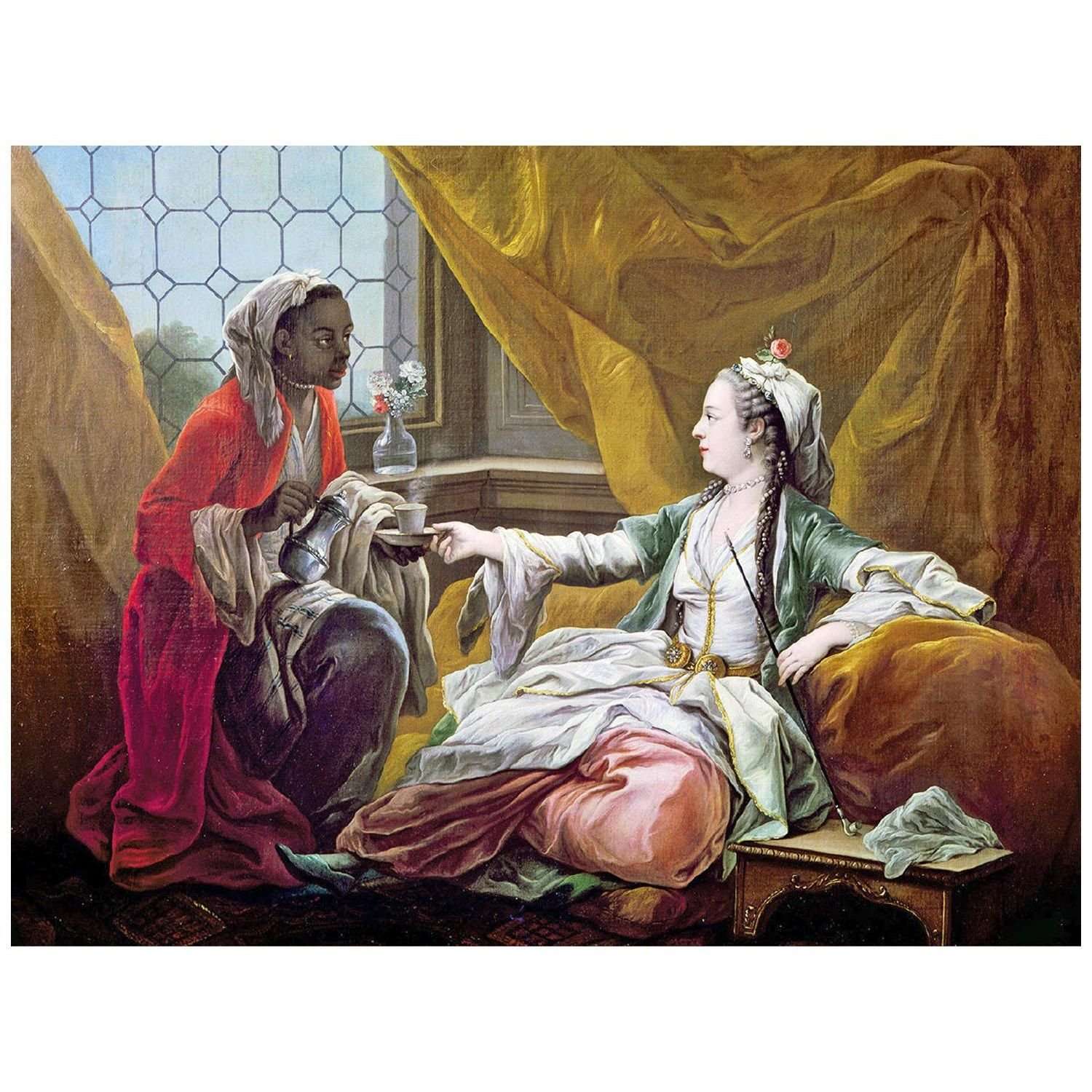 -  Carle van Loo. Sultane buvant du caf?. 1760. Hermitage Museum