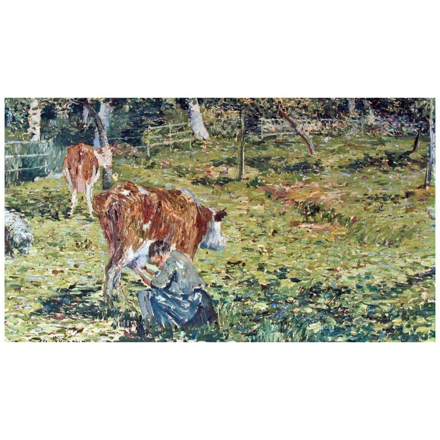  Charles Angrand. Paysanne trayant une vache. 1883. Collection privee