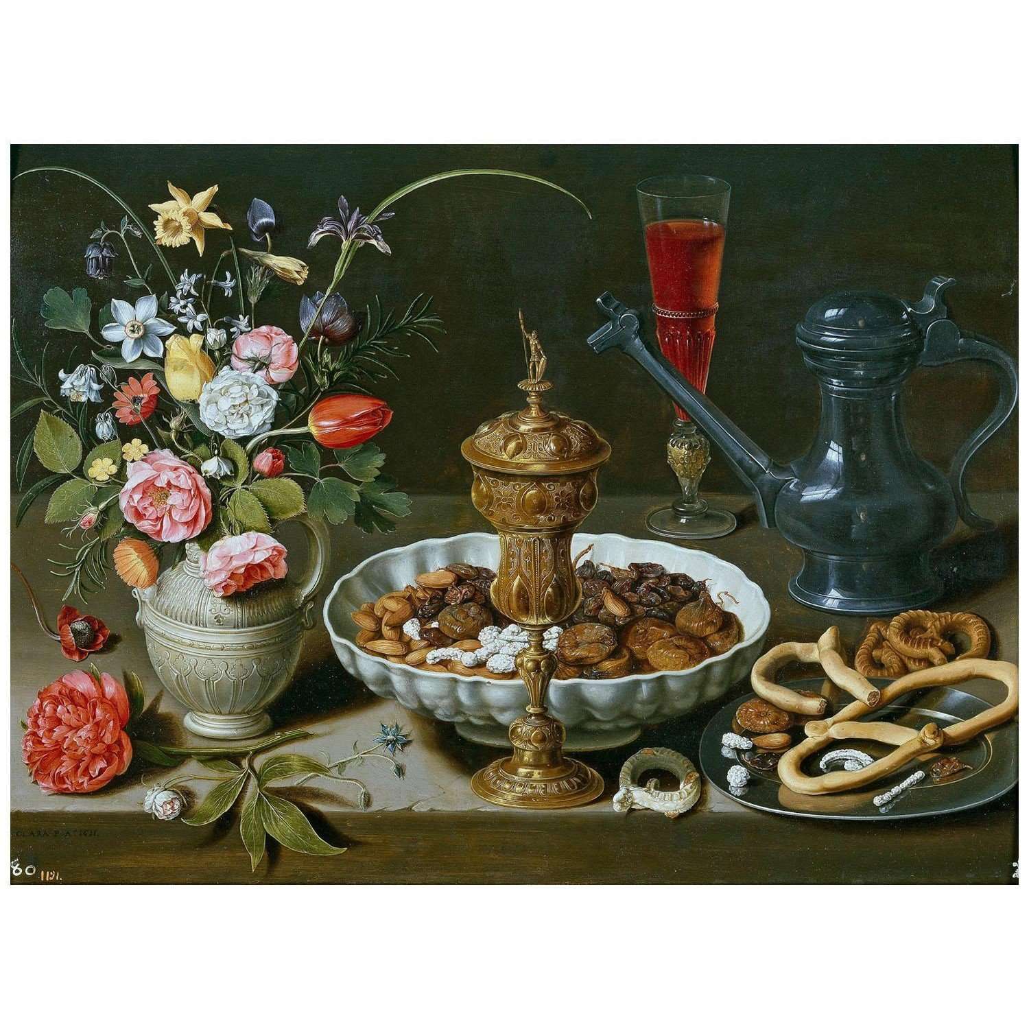  Clara Peeters. Still-life with Flowers, Goblet and Dainties. 1611. Museo del Prado Madrid