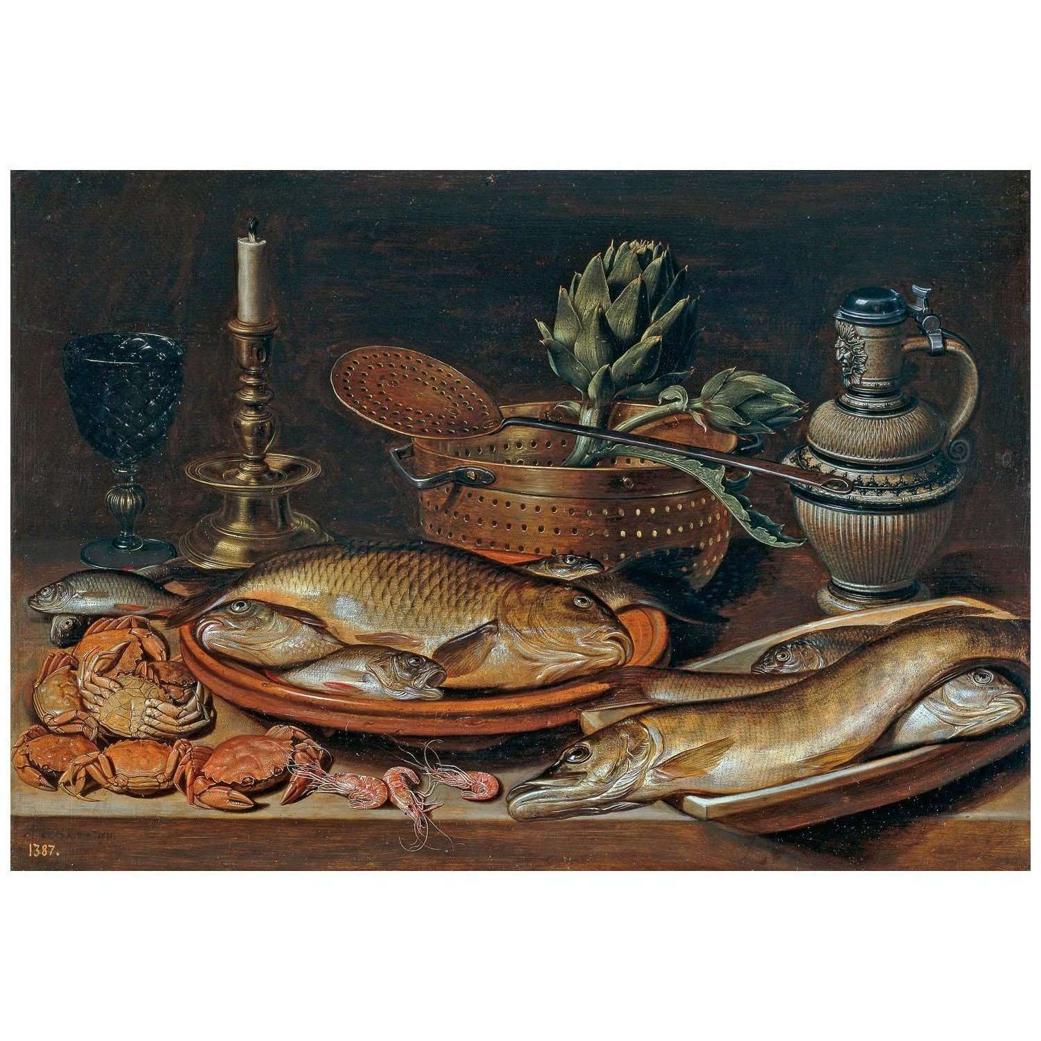  Clara Peeters. Still-life with Candlestick and Fish. 1611. Museo del Prado Madrid