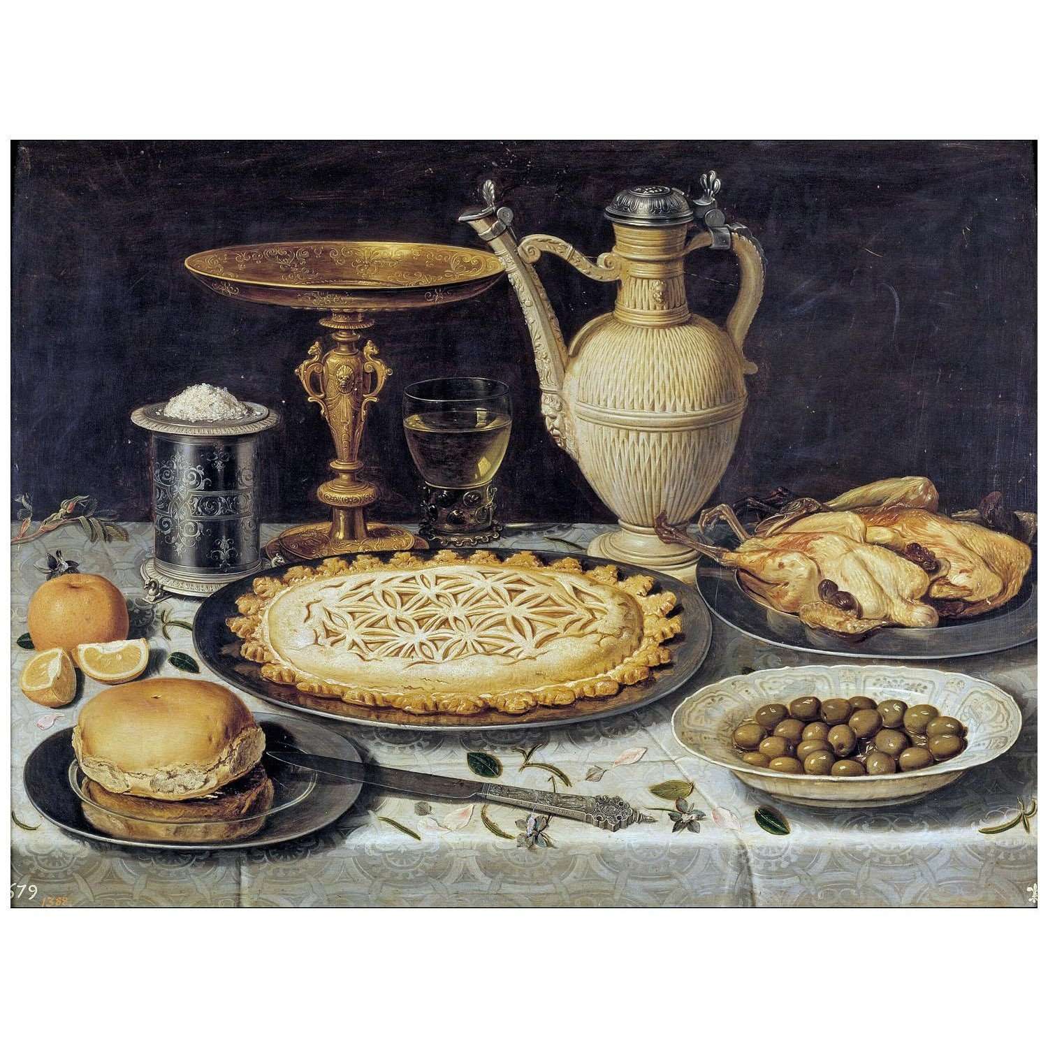  Clara Peeters. Still-life with Pie and Stoneware Jug. 1611. Museo del Prado Madrid