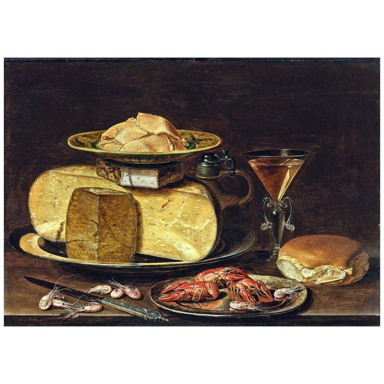  Clara Peeters. Cheese with Crawfish and Bread. 1625. Richard Green Gallery London