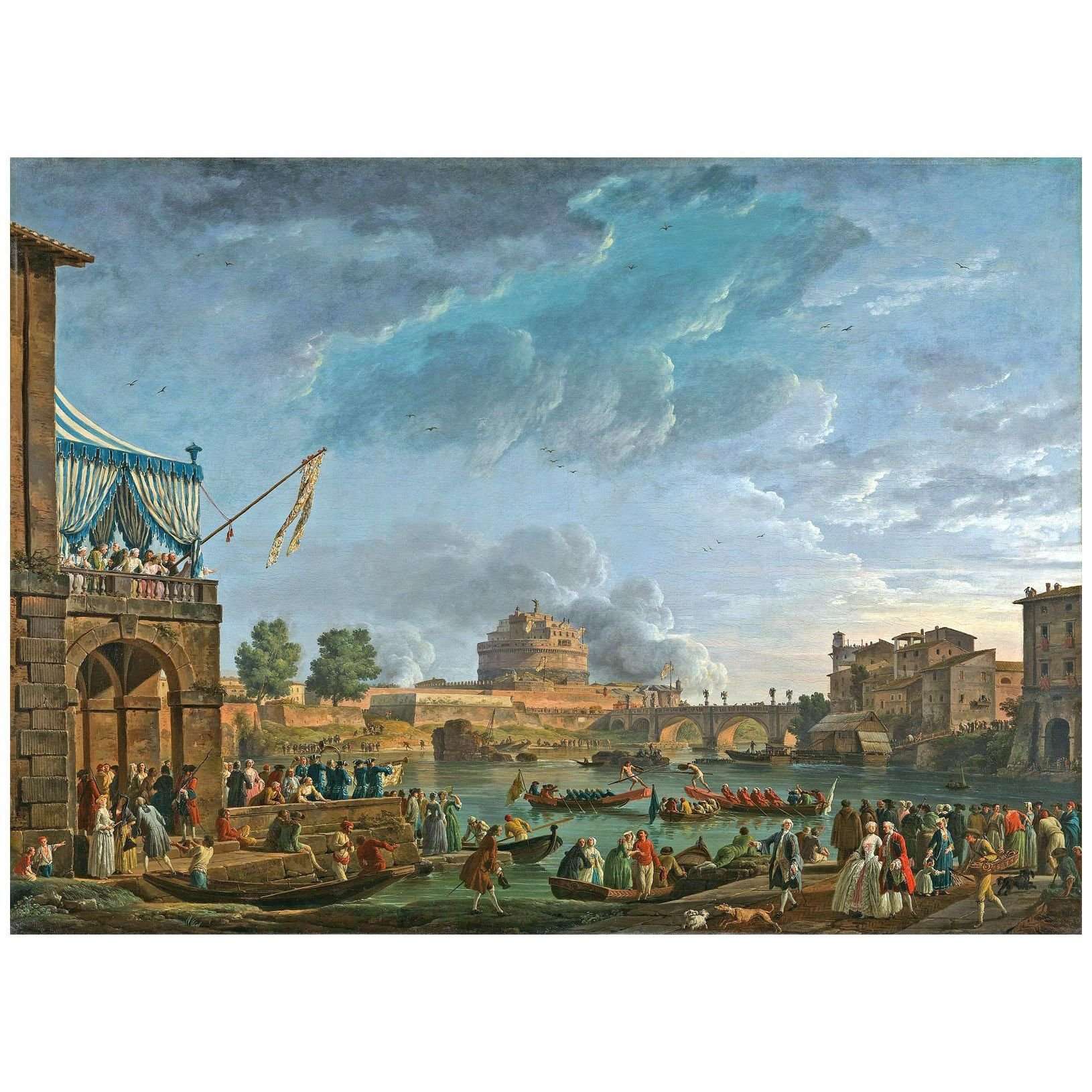 - Joseph Vernet. Concours Sportif sur le Tibre ? Rome. 1750. National Gallery London