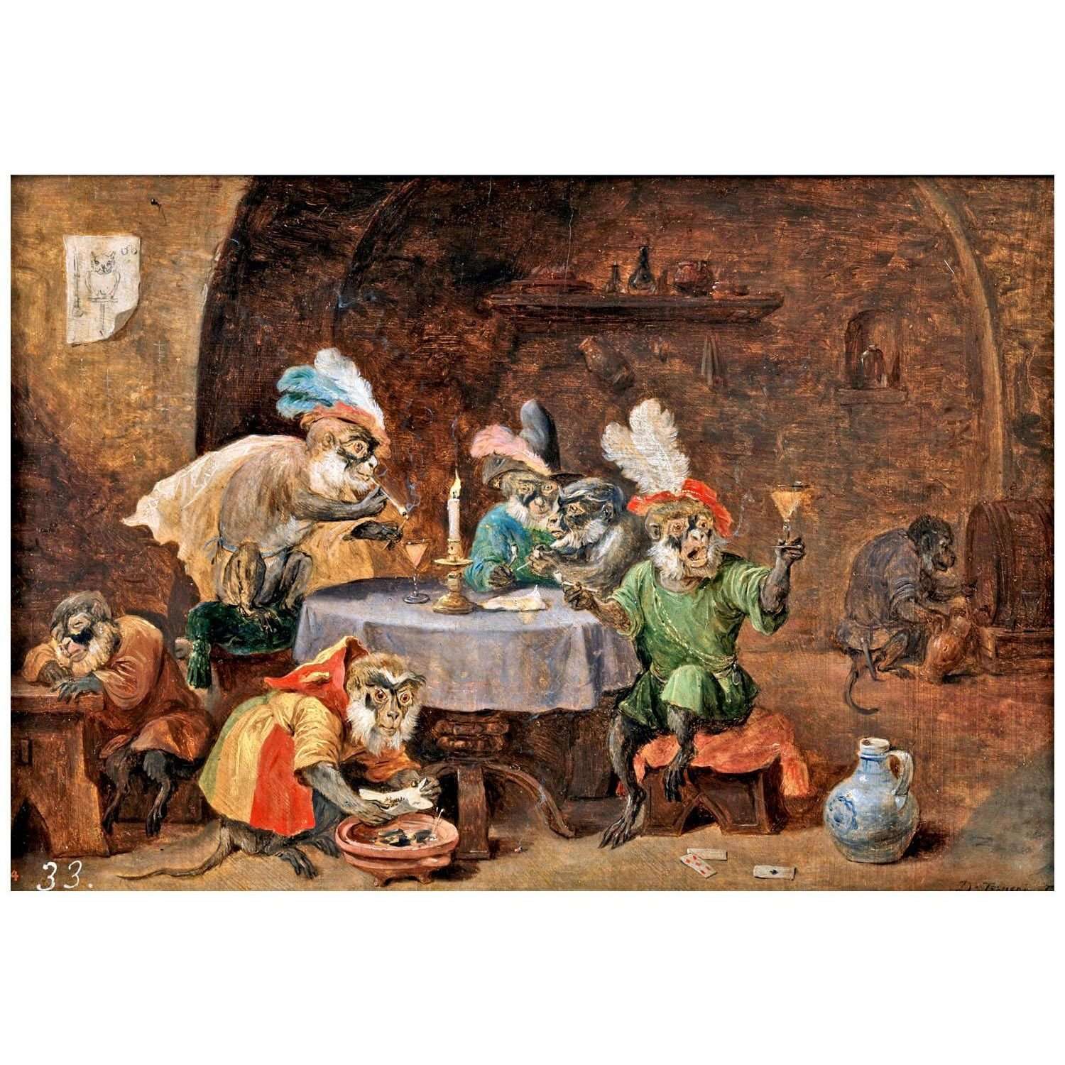  David Teniers II. Smoking and drinking monkeys. 1660. Museo del Prado