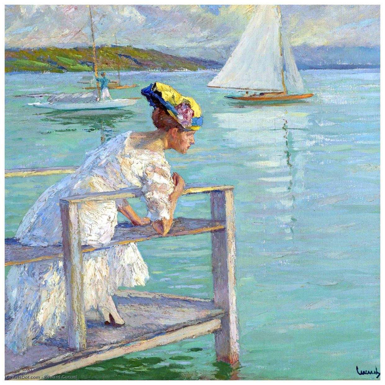  Edward Cucuel. On the Dock. 1915