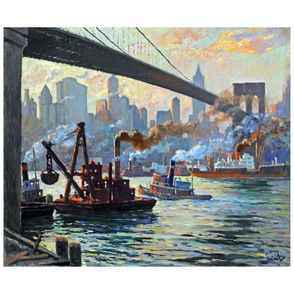  Edward Cucuel. Day Job. East River. New York. No date