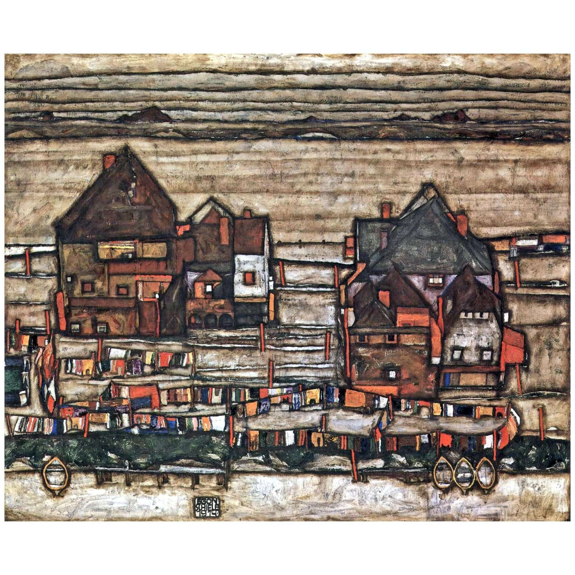  Egon Schiele. H?user mit bunter W?sche. Vosrstadt II. 1914. Private collection